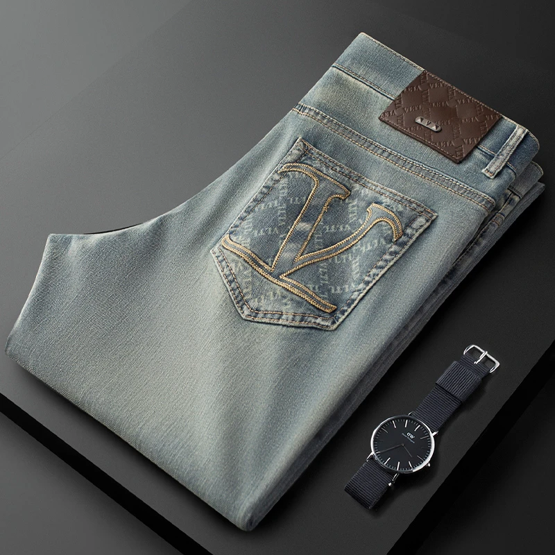 轻奢2025年夏季新款薄款高端欧货洗水柔软弹力牛仔裤男修身小直筒