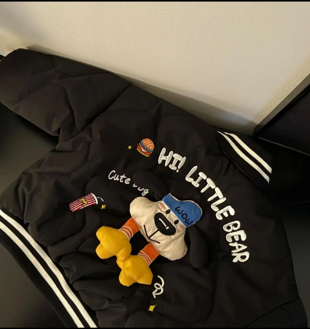 儿童秋冬季夹棉卡通棒球服外套宝宝2025新款男童时尚潮酷保暖棉衣