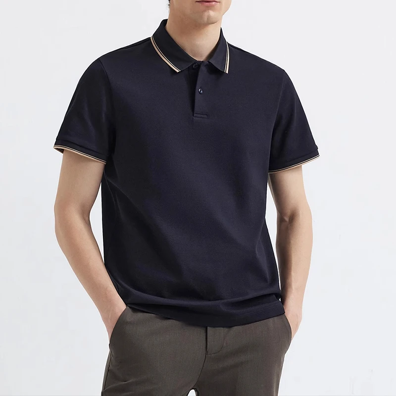 轻熟风莱赛尔高级感短袖T恤男士夏季商务休闲痞帅中青年翻领polo