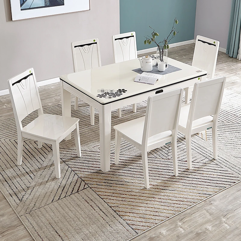 全友家居现代长方形吃饭桌子家用餐桌客厅小户型餐桌一桌四椅全套