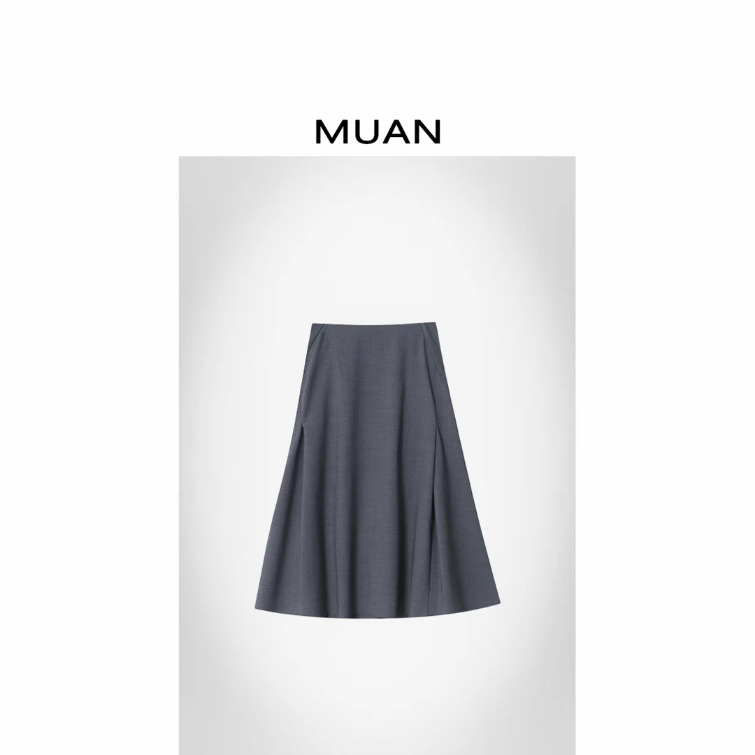 木岸MUAN：《马拉高定半裙》定制格雷灰色系英伦半身裙长裙女DS-6803