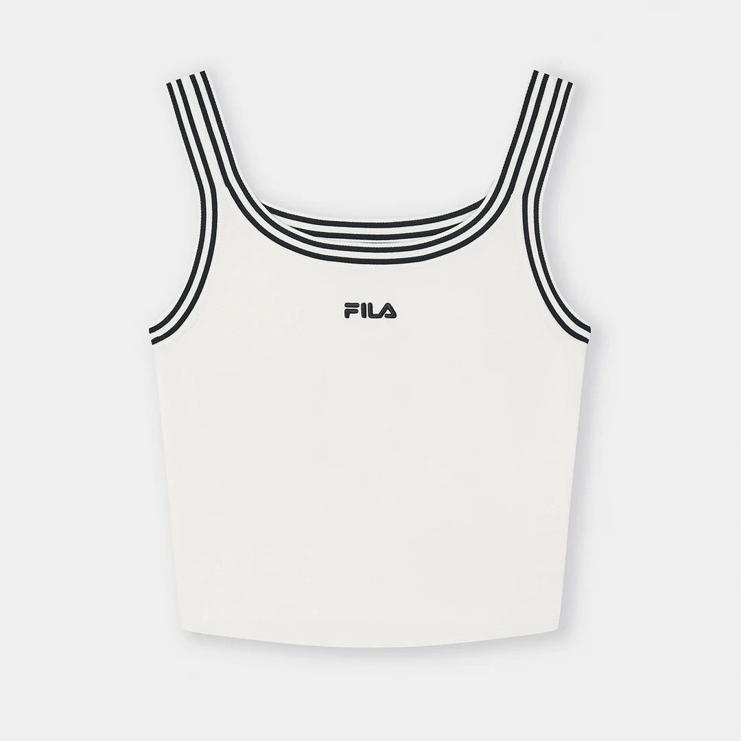 Fila/斐乐女子时尚运动白色短款夏季条纹无袖休闲背心F11W539101F