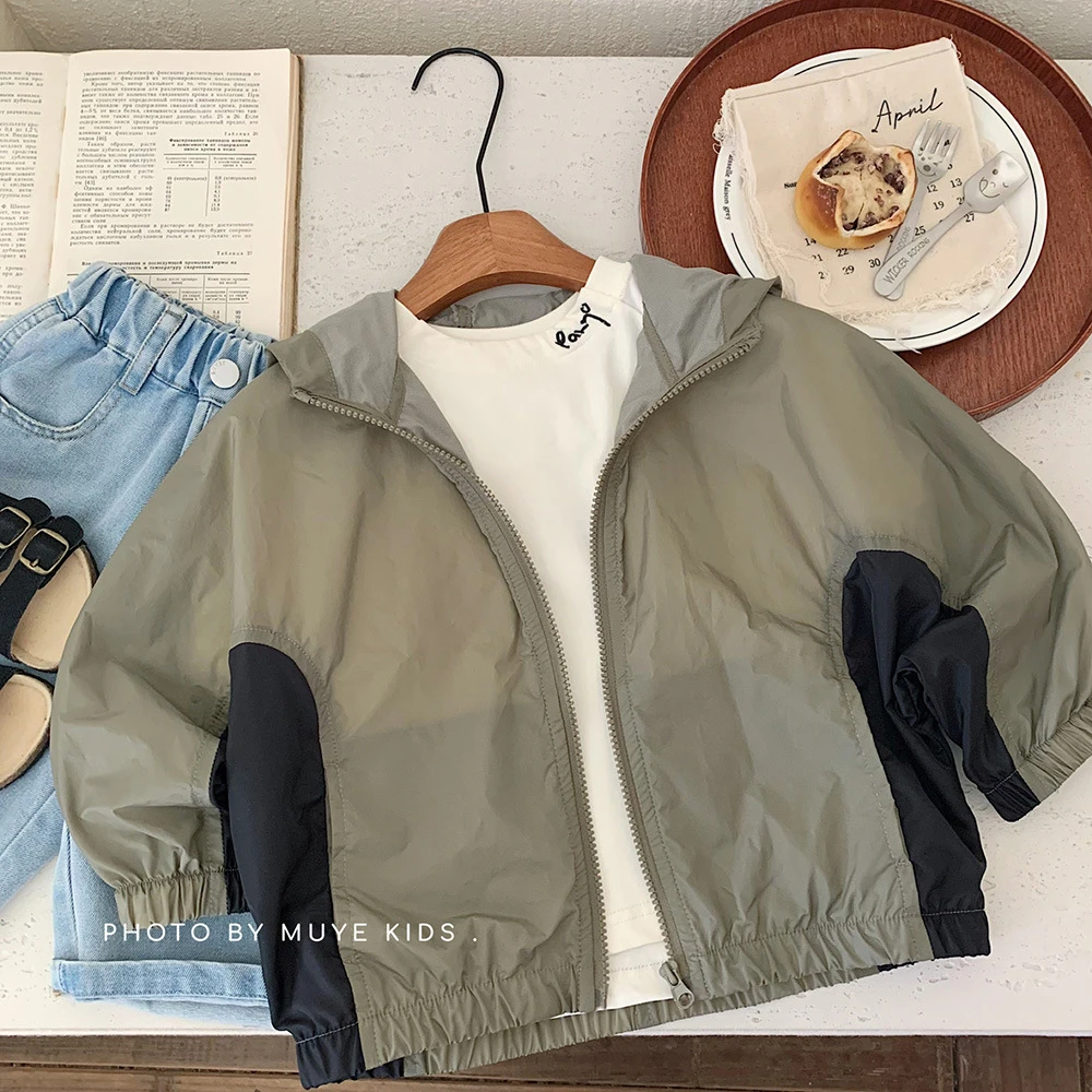 【郝叔专属】MY7681儿童夏季防晒衣男女童撞色拼接连帽外套