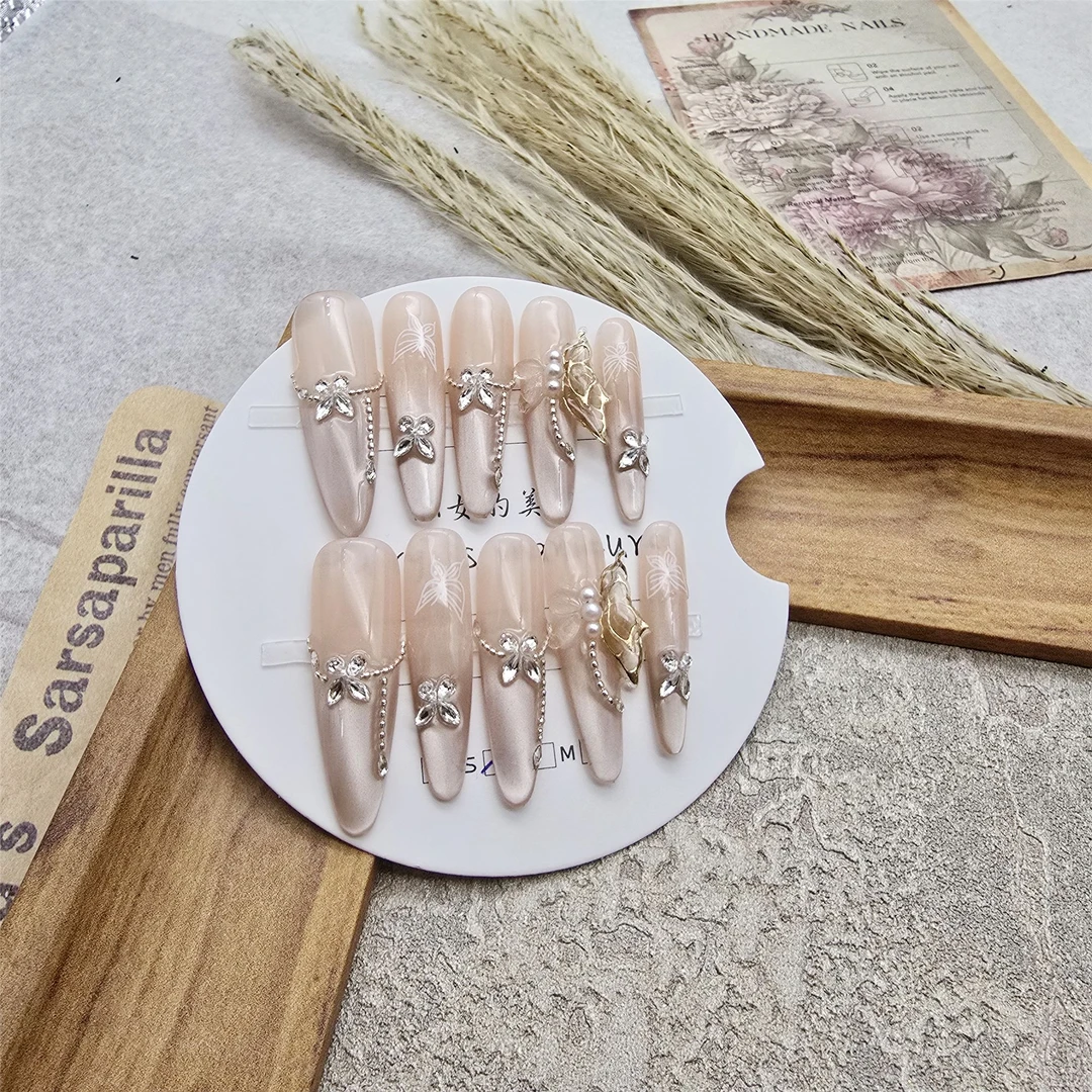 【月笼纱碟】轻奢新品原创高级感手工穿戴甲猫眼百搭气质美甲