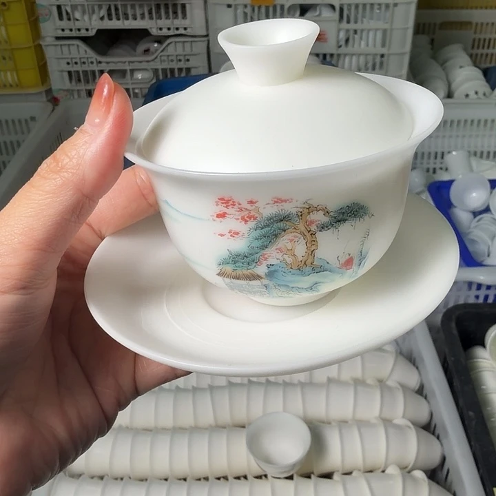 孤品专场冰种薄胎三才盖碗