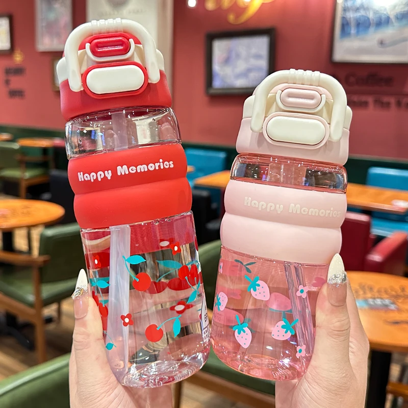 夏季水杯上学专用吸管杯tritan塑料杯耐高温男女生运动便携双饮杯