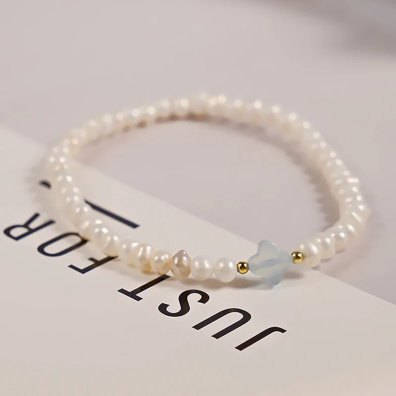 优雅款淡水珍珠海蓝宝星星女式手链多样性发一-6586