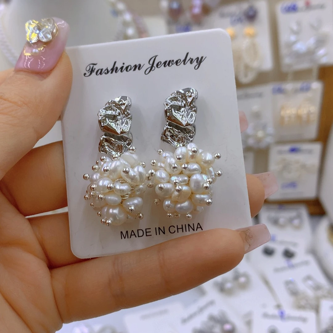 淡水珍珠耳饰银S925镶嵌