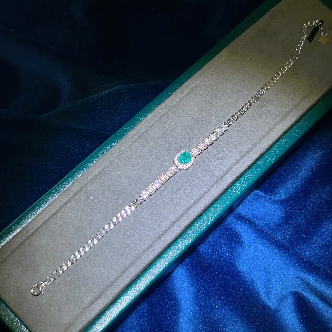 S925银祖母绿手链-ZML049