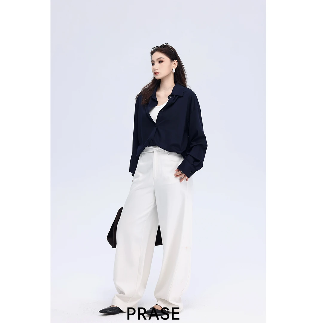 PRASE·噜【懒人叠穿】微胖轻奢设计款秋休闲宽松假两件衬衫PR507C23