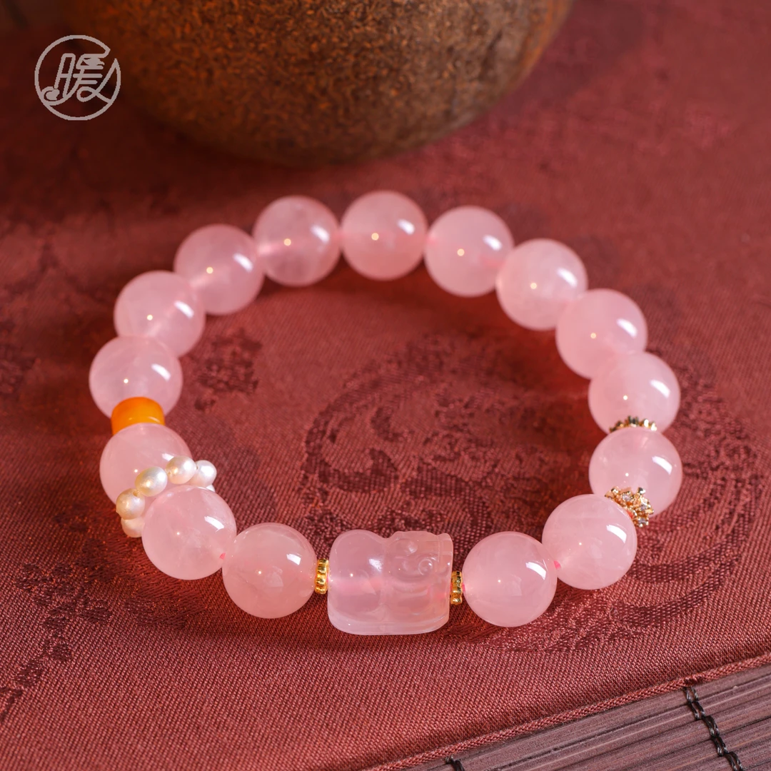 Nuanyan/暖言单圈粉水晶手串11mm搭配貔貅手链G1627多样性发一
