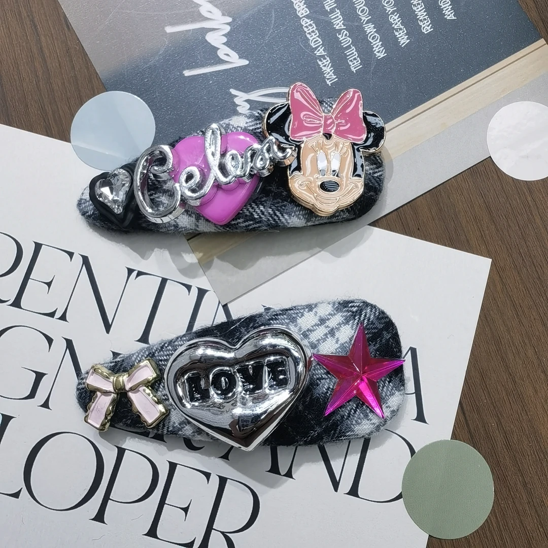 A800粉色米妮爱心掰掰夹一对