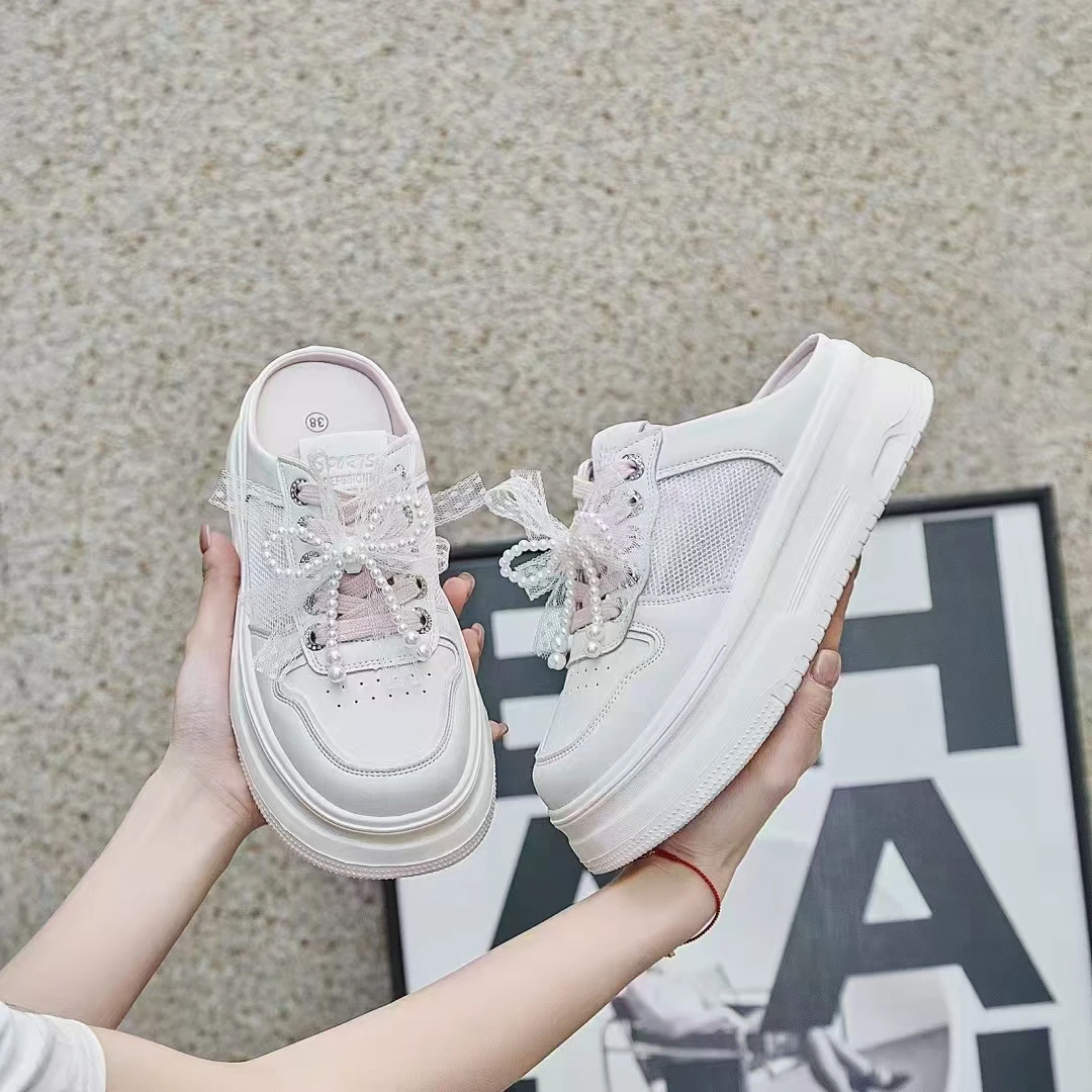 厚的包头半托夏季外穿网面休闲小白鞋52687