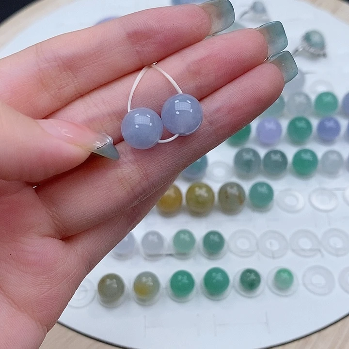 散珠翡翠9.6咪蓝紫色耳饰