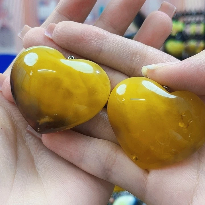 琥珀银S925镶嵌颈饰耳环