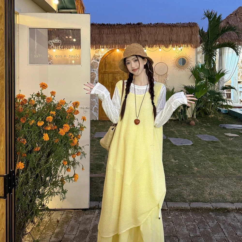 （孤品直播专用链接）叠穿度假风吊带连衣裙半身裙T恤（非图片款））