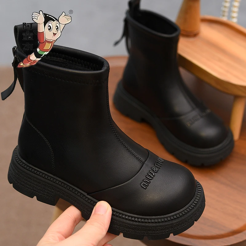阿童木女童靴加绒儿童二棉马丁靴2025春秋新款单靴童鞋小女孩短靴