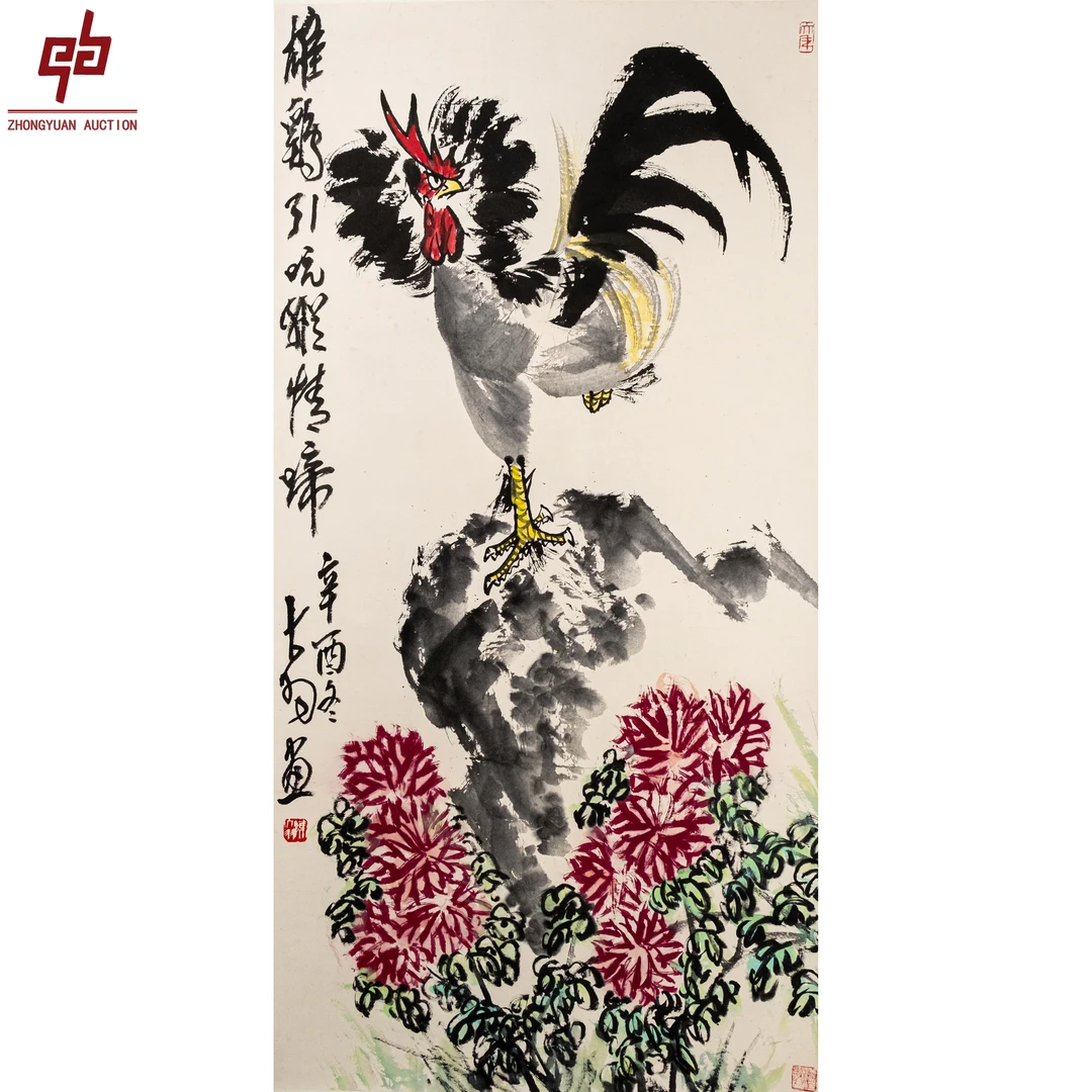 "lot6982 陈大羽 花鸟 轴 68cm*138cm约8.4平尺"