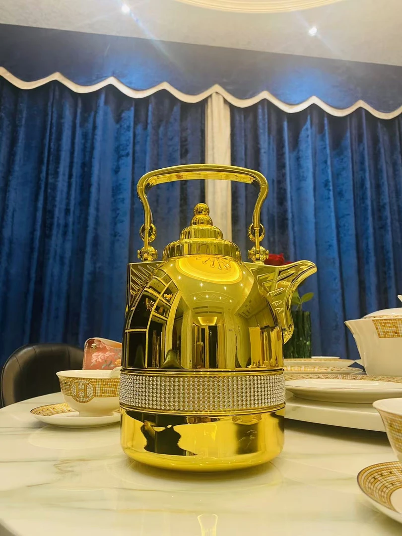 【出口原单】水壶欧式热水瓶家用玻璃内胆网红便携高档复古保温壶