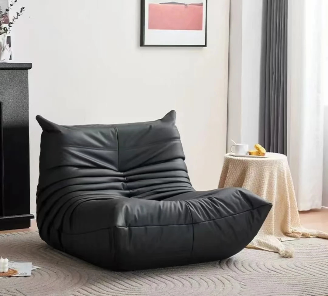 毛毛虫皮革沙发togo懒人沙发可躺可睡现代轻奢单人躺椅客厅沙发椅