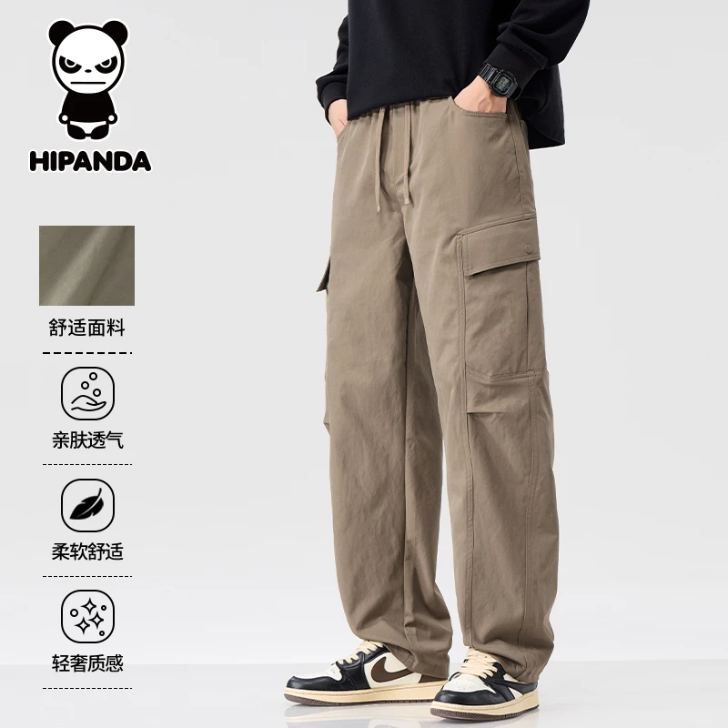Hi Panda你好熊猫美式工装休闲裤男士秋季新款百搭宽松直筒长裤子