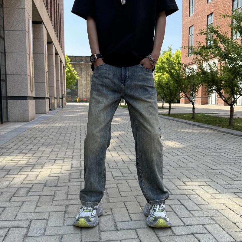 流行直筒裤2025男士百搭休闲裤纯色牛仔裤水洗复古哈伦长裤子秋季