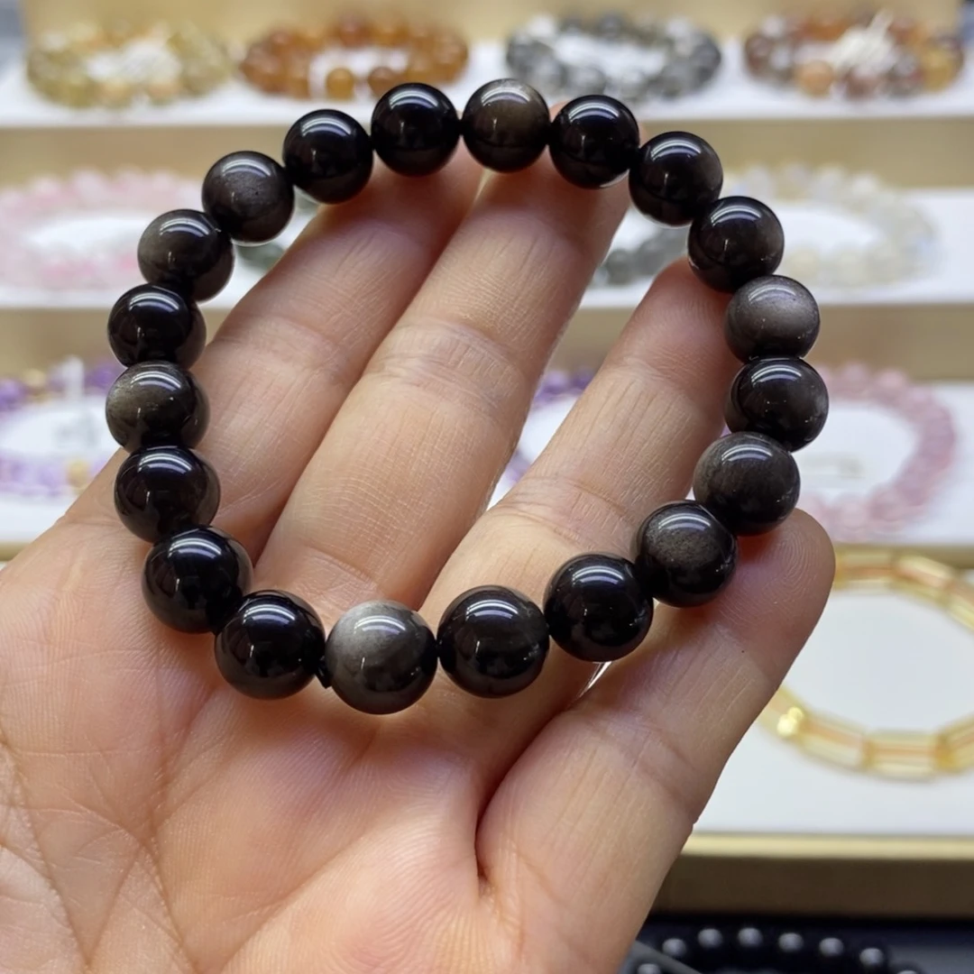 黑曜岩手链未镶嵌好****娃银曜石10m