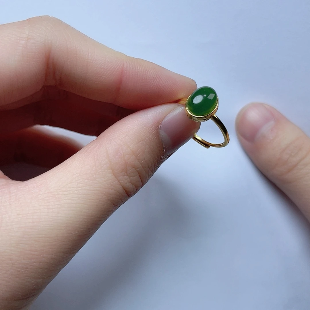 和田玉戒指。k k 银S925镶嵌