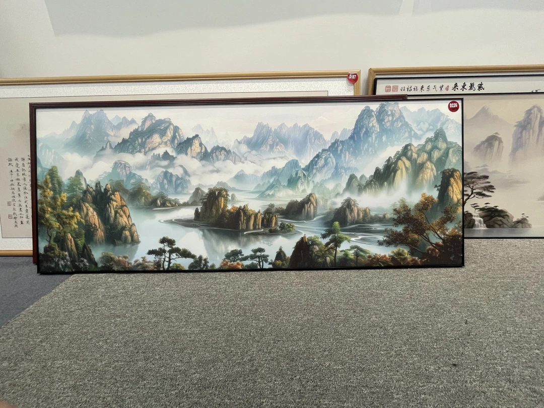 D226新中式230x90cm山水画客厅装饰画沙发背景墙挂画