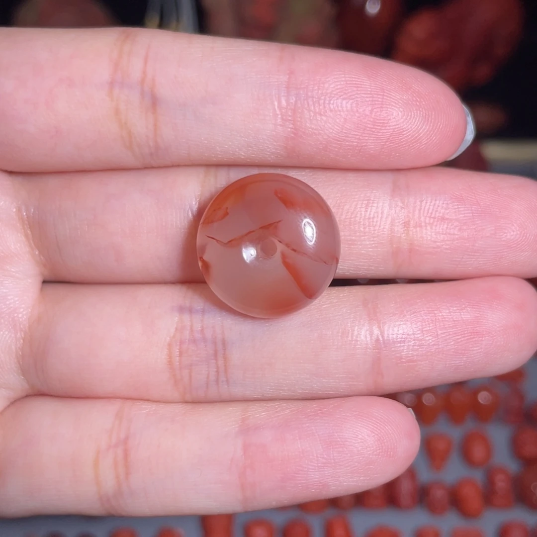 南红玛瑙未镶嵌冰飘平安扣17.5mm