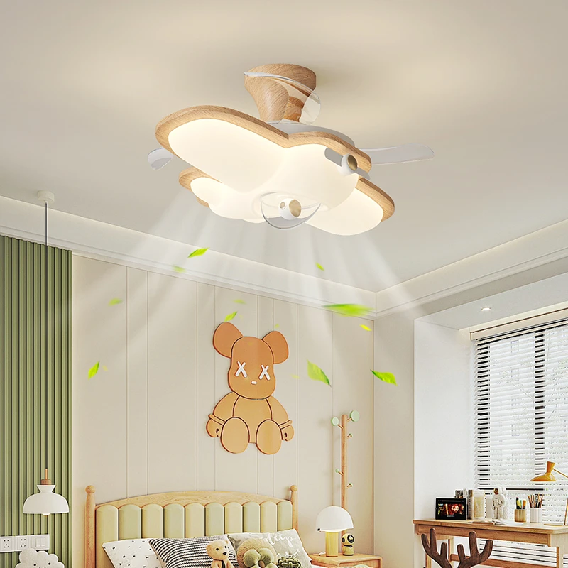【楠木】原木奶油儿童卧室隐形风扇灯静音全铜变频全光谱护眼吸顶灯