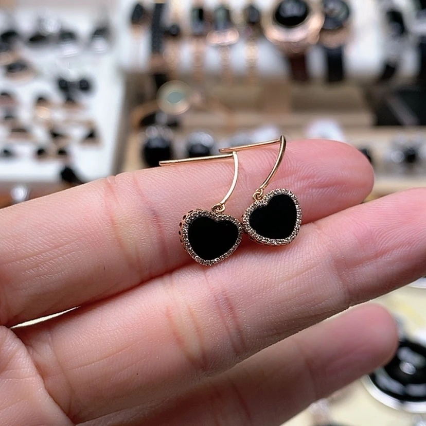 【闪购商品】翡翠耳饰18K金镶嵌爱心