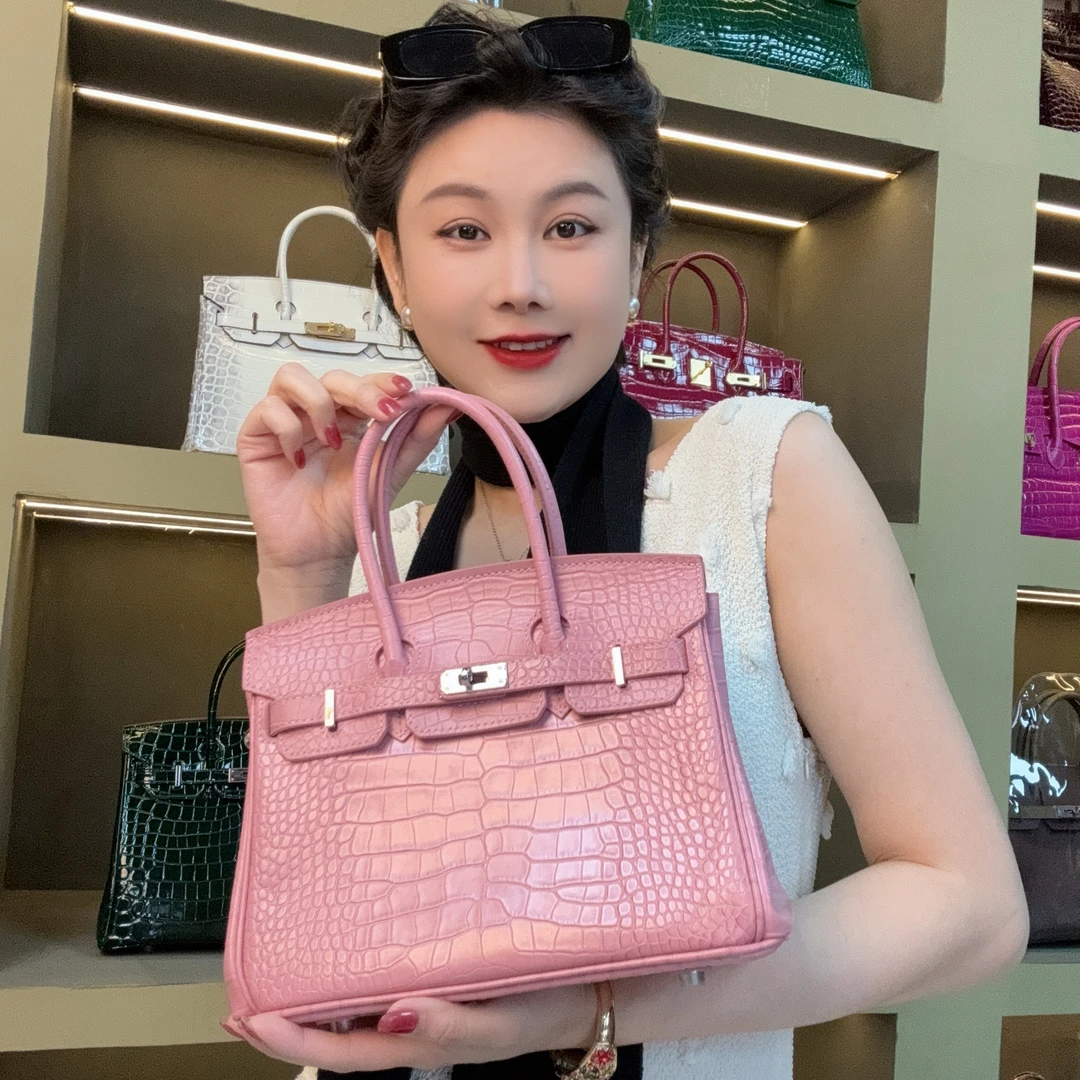 【尺寸：25*13*20】SISI原创设计高定真皮女包T136 蔷薇粉