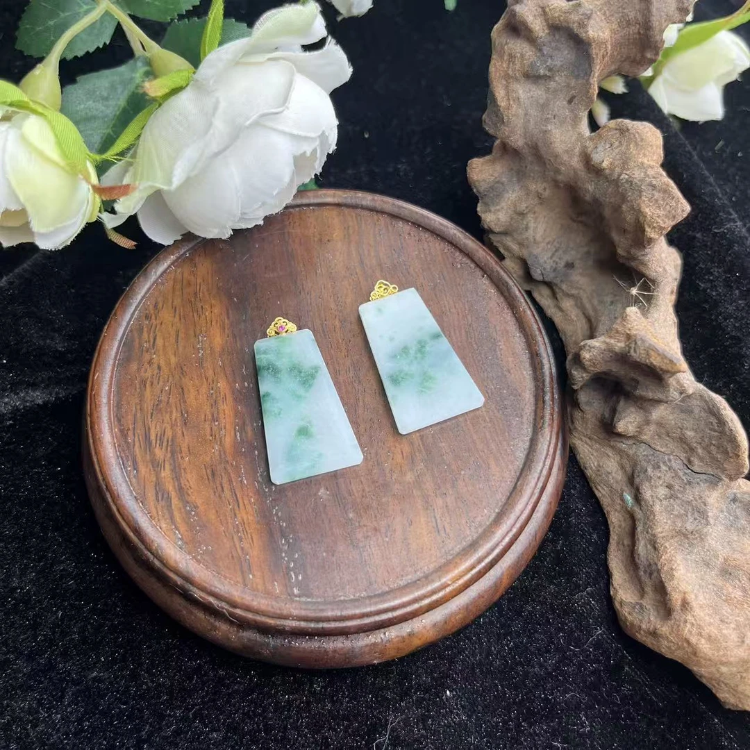 天然缅甸A货翡翠18K金飘花无事方牌JSC5561K多样性发一