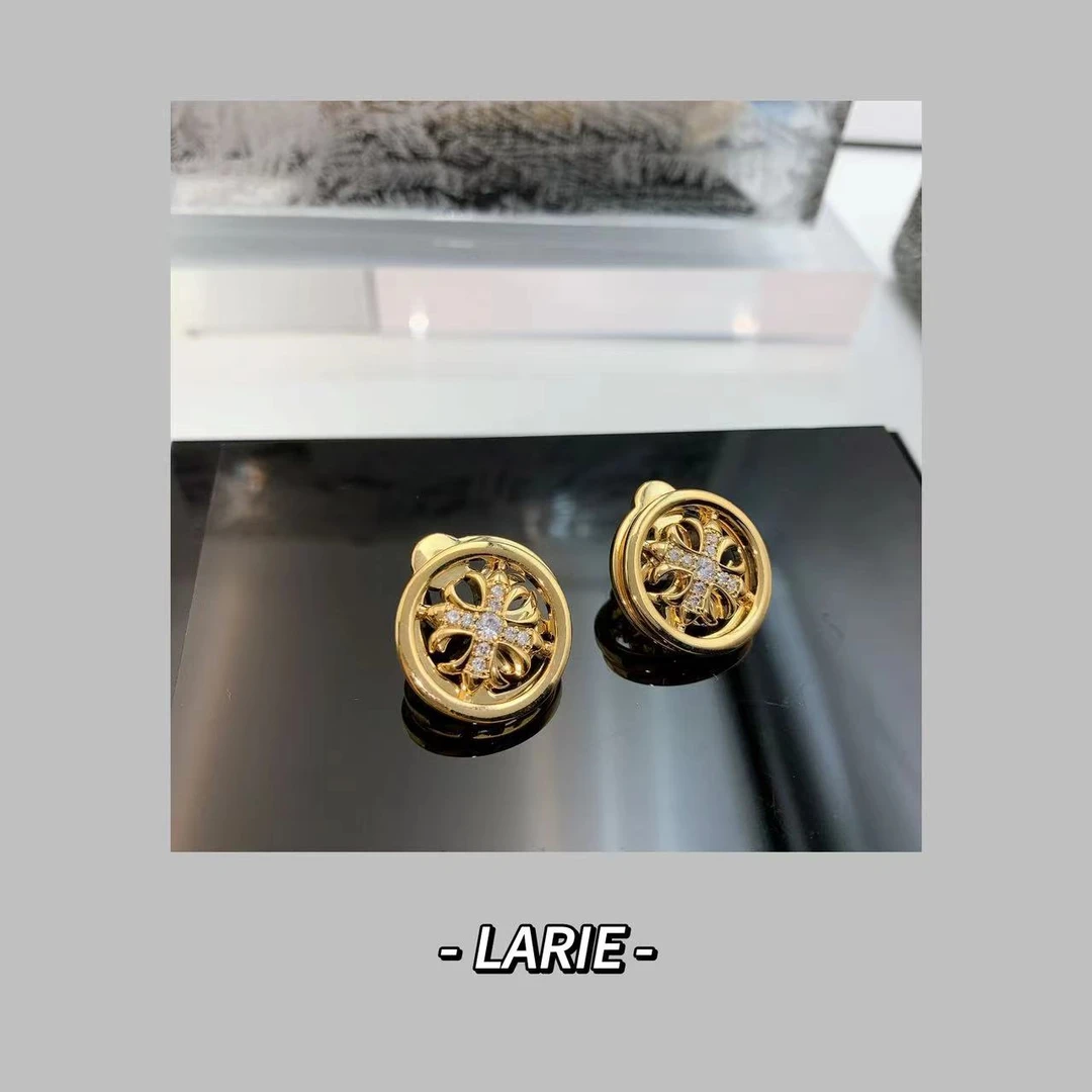 铜合金仿水晶耳饰 日韩金色耳环手工百搭经典气质 ES0891