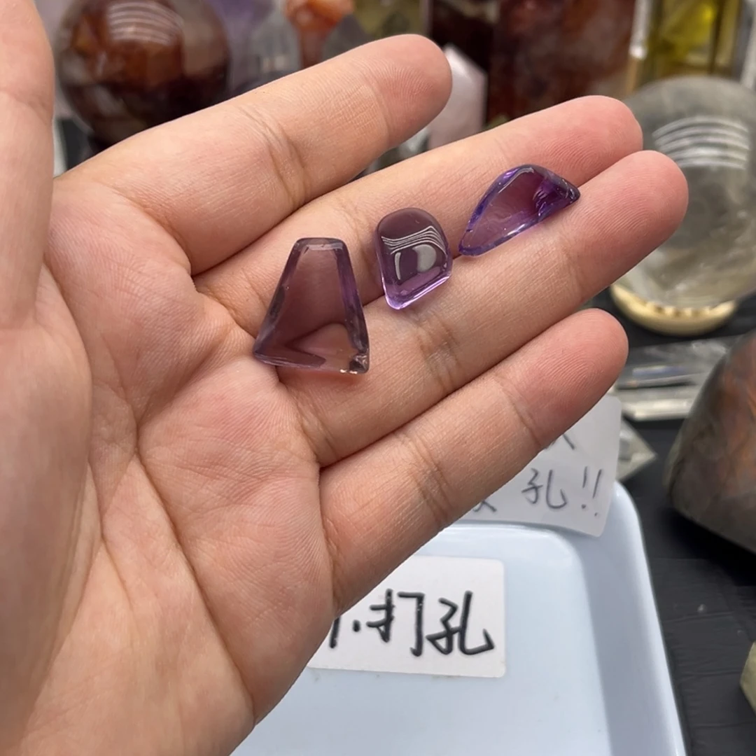 未镶嵌珠宝半成品水晶68 紫水晶无事牌