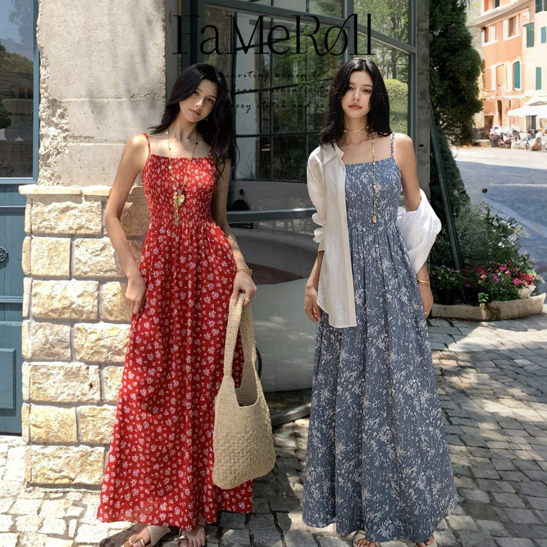FaMeRoll/法麦罗 度假风碎花吊带连衣裙甜美减龄薄款 FA252SZ0071