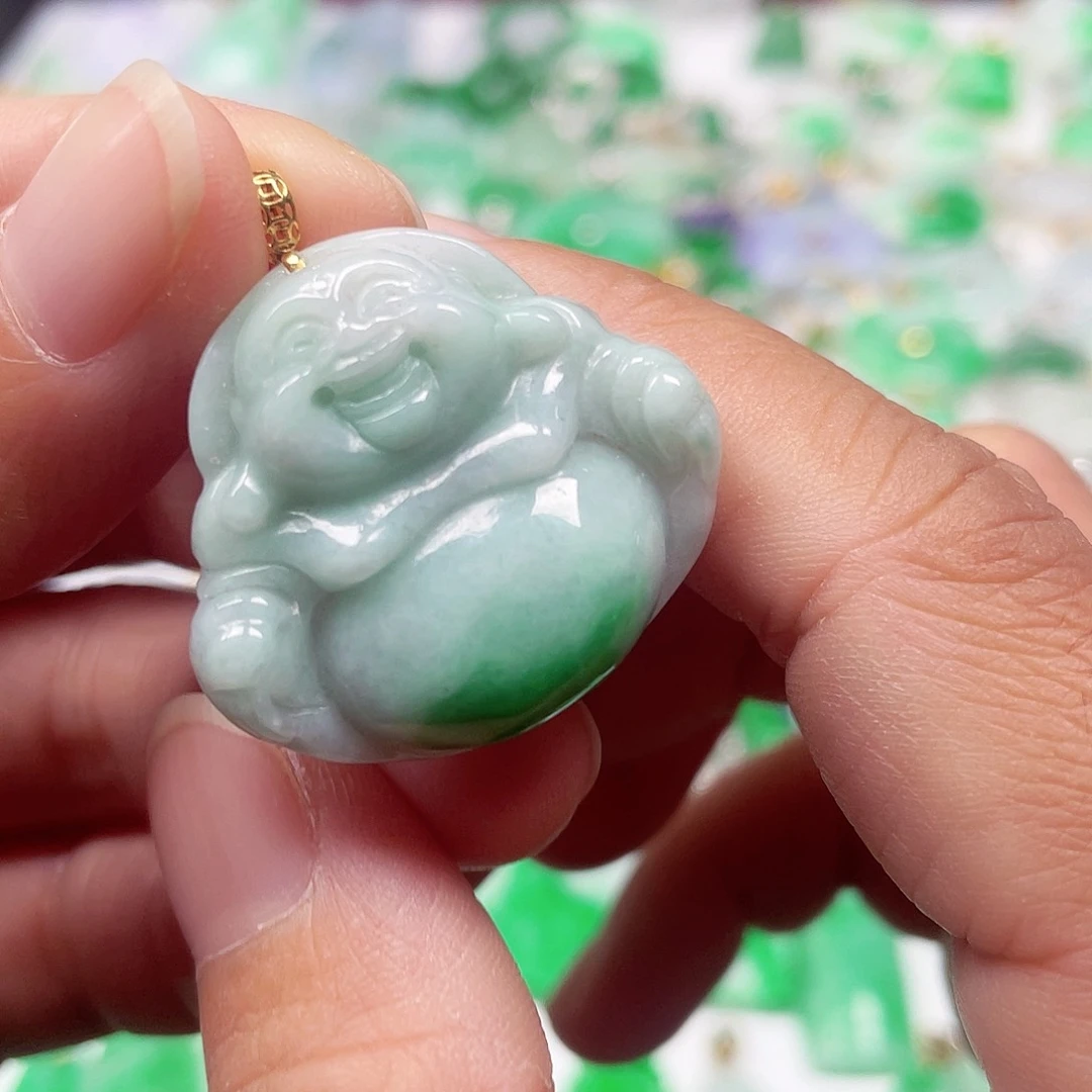 吊坠(不含链)18K金镶嵌翡翠