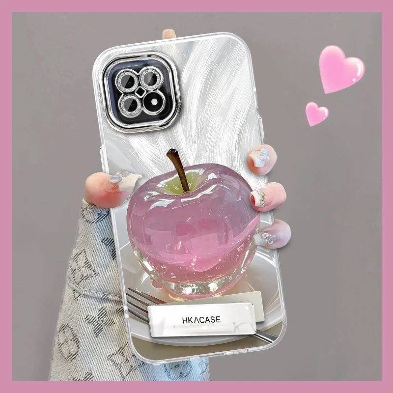 适用于oppoa72精孔羽纱晶莹粉苹果网红个性创意支架全包手机壳女