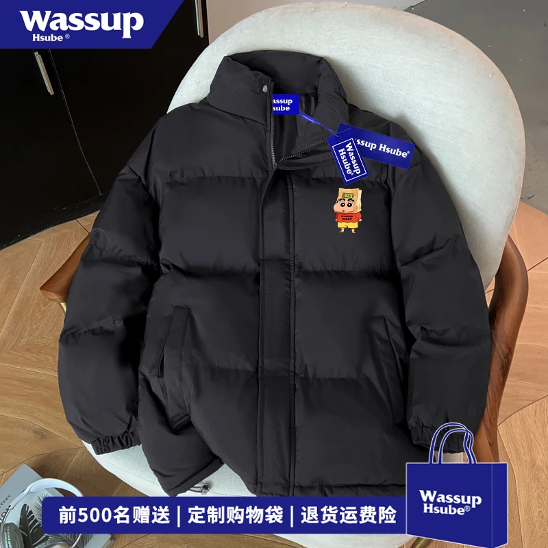 WASSUP HSUBE卡通蜡笔小新情侣装棉服外套男女宽松冬季百搭面包服