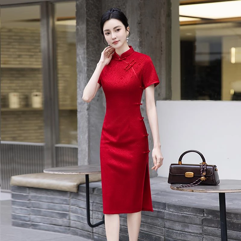 红色改良送考旗袍旗开得胜夏款高考中考适合妈妈陪考专属2025新款