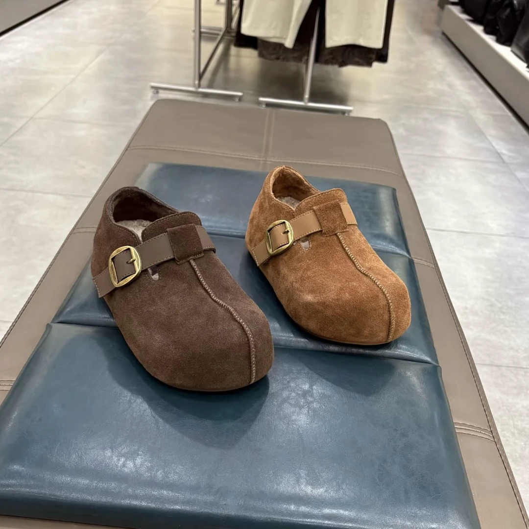 bbx-a0496-7羊毛版厚底皮带扣反绒牛皮百搭休闲勃肯鞋女