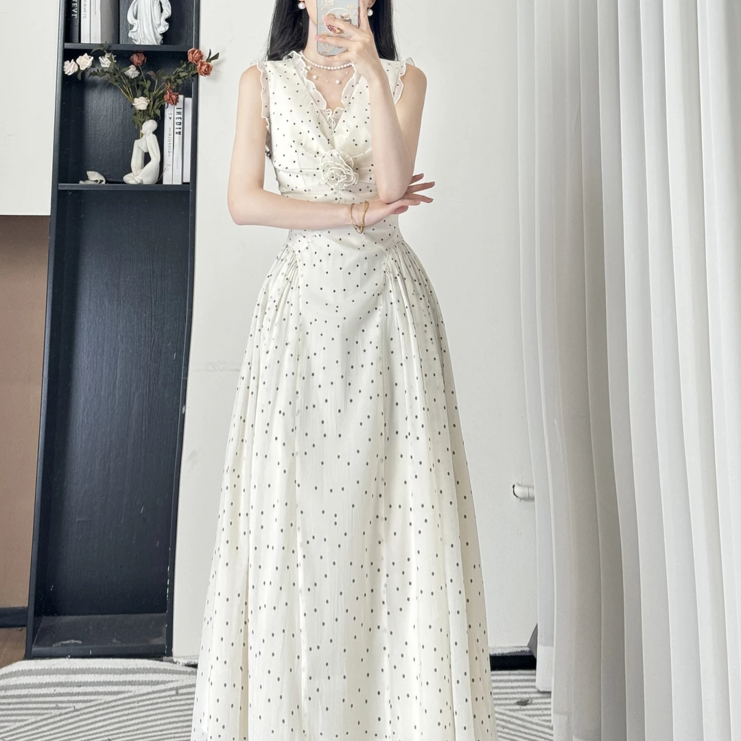 拉夏贝尔25夏青苍多巴胺风格衣服纯欲风显瘦收腰连衣裙 10425 TQC