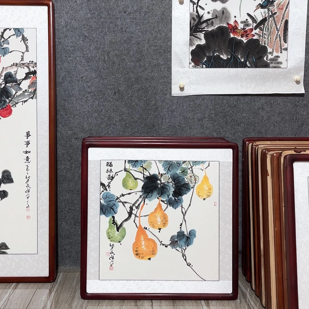 国画书画作品带框63×63