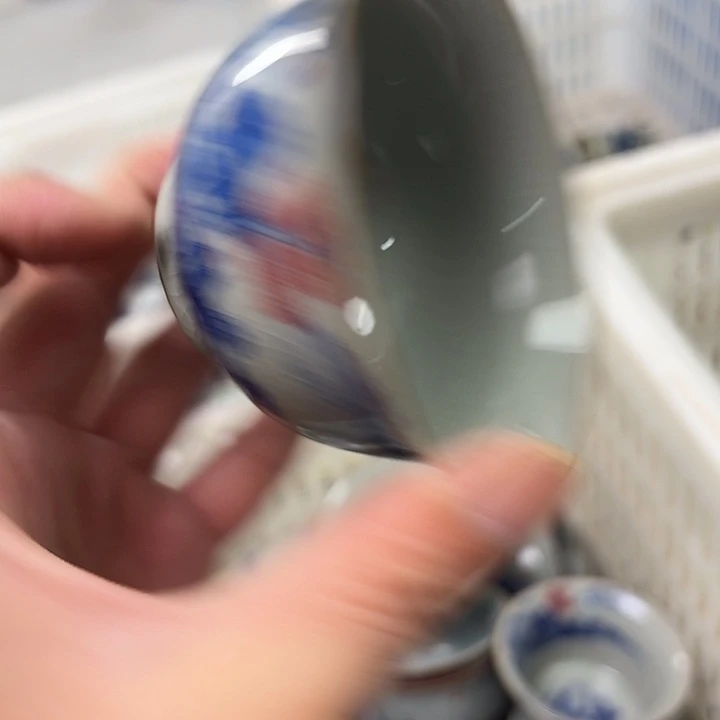 瓷片老陶泥万里山川压手杯微瑕