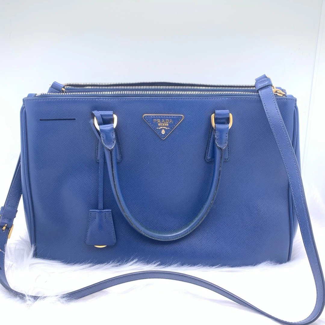 95新 Prada/普拉达 Prada竹节大号漆皮杀手包手提单肩005900