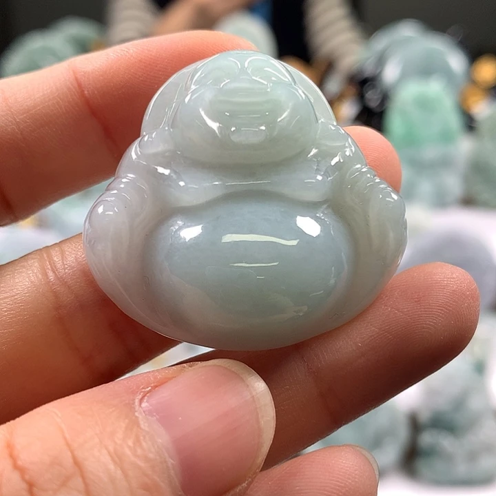 翡翠未镶嵌颈饰笑佛卡厚12.6+