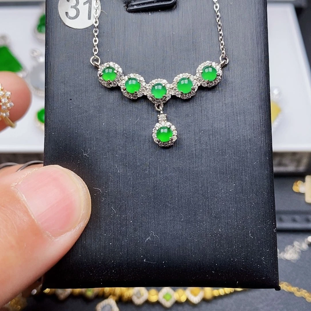 翡翠颈饰银S925镶嵌项链