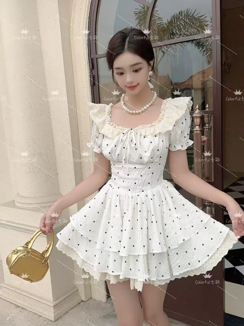 法式短裙ol连衣裙白色公主裙爆款气质洋气显瘦收腰裙子显瘦连衣裙
