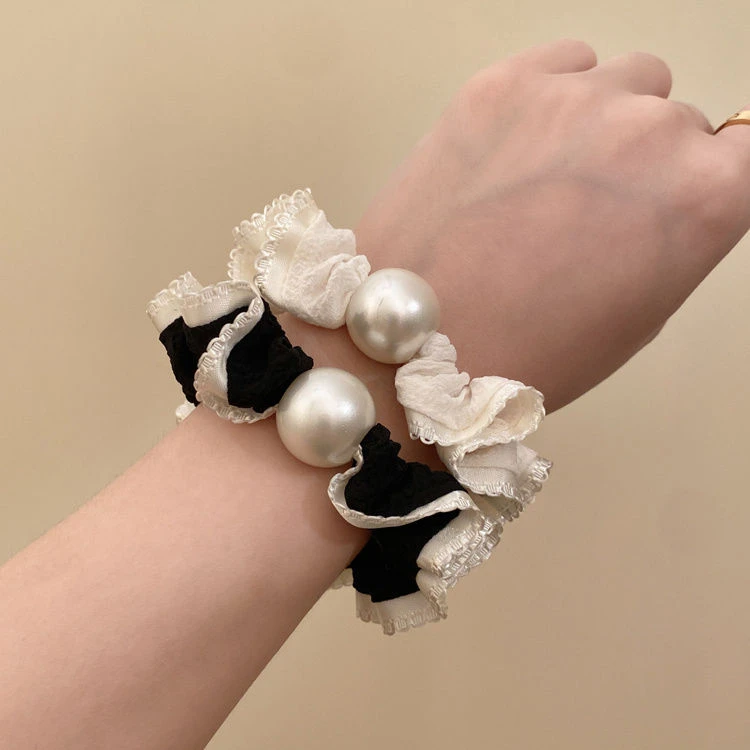 2025新款扎头发绳珍珠头绳女头饰高级感韩系花边小肠发圈百搭皮筋